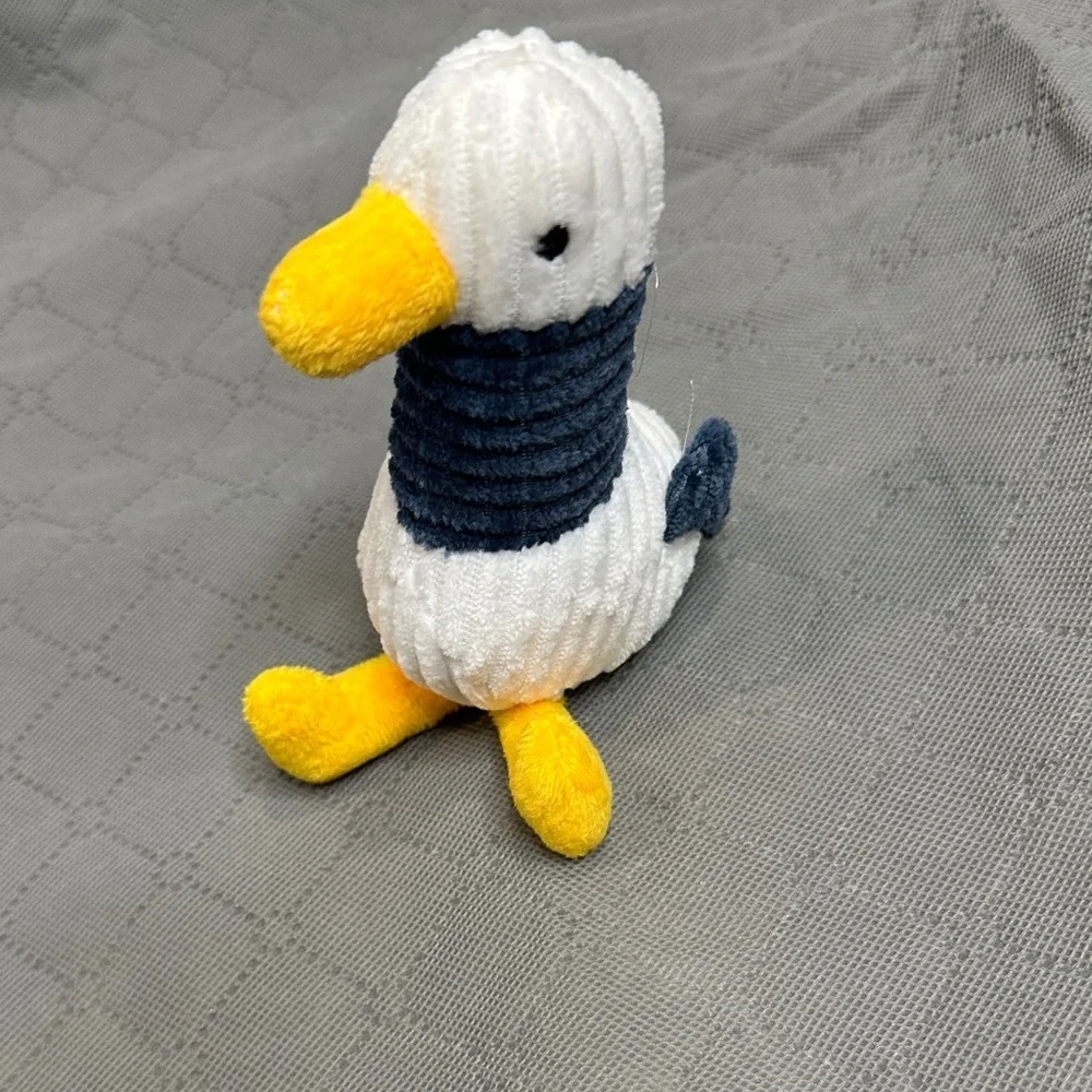 Seagull Plush Cat Toy - White, Yellow, and Blue
